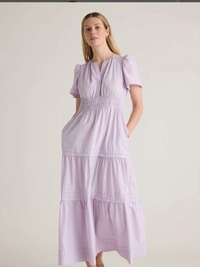 Quince Lilac Tiered Maxi Dress with Smocked Waist